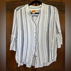 Ruby Rd. Light Blue & White Striped Button-Down Shirt